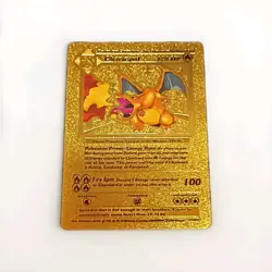 Pokemon Charizard Gold Plated Metal Holo Rare Evolutions Card - Image 1