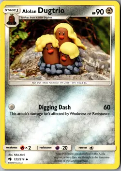 Alolan Dugtrio 123/214 Uncommon SM - Lost Thunder LP Pokemon Card - Image 1