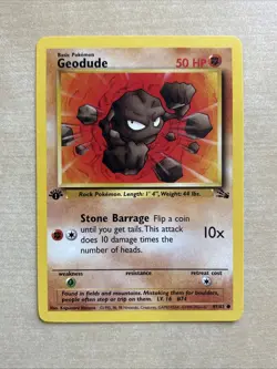 Pokemon TCG Geodude 47/62 Fossil 1st Edition Regular Common Card LP Condition - Image 1