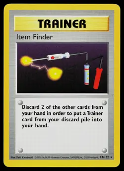 Pokemon Card - Item Finder Base Set (Shadowless) 74/102 Rare - Image 1