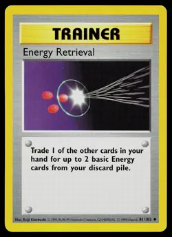 Pokemon Card - Energy Retrieval Base Set (Shadowless) 81/102 Uncommon - Image 1