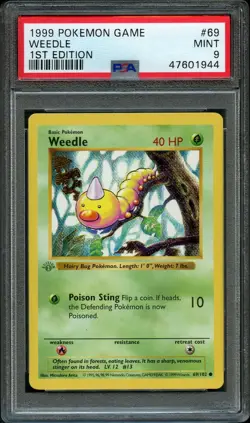 Pokemon 1st Edition GRAY STAMP Weedle #69 | PSA 9 Mint | Base Set 1999 | Rare! - Image 1