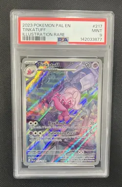 2023 Pokemon Paldea Evolved Tinkatuff 217/193 Illustration Rare PSA 9 MINT - Image 1