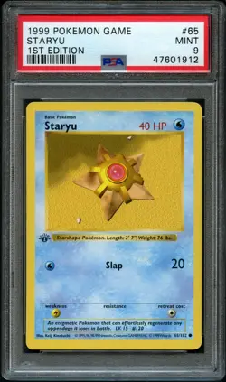 POKEMON 1st Edition Shadowless Base Set STARYU 65/102 Common PSA 9 MINT - Image 1