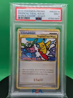 PSA 9 2010 Tropical Tidal Wave STAFF HGSS18 World Championships Promo Pokemon 18 - Image 1
