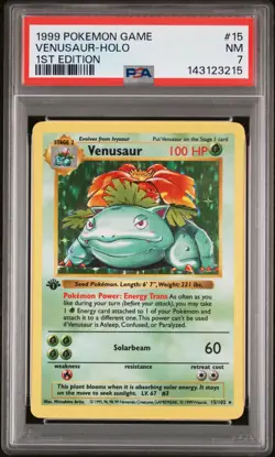 1999 POKEMON BASE SET 1ST EDITION #15 VENUSAUR-HOLO PSA 7 - Image 1