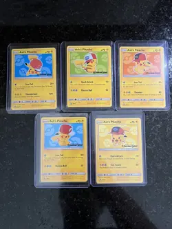 Ash's Pikachu SM110/111/112/113/114 Black Star Promo Pokemon Card Mint Condition - Image 1