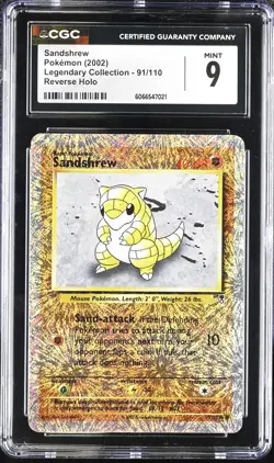 Sandshrew 91/110 Reverse Holo Legendary Collection CGC 9 Graded Pokemon Card - Image 1