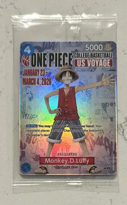One Piece Monkey.D.Luffy [College Basketball US Voyage] P-055 Promo Card SEALED - Image 1