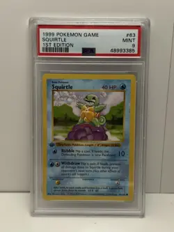 1999 POKEMON GAME 1ST ED #63 SQUIRTLE PSA 9 - Image 1
