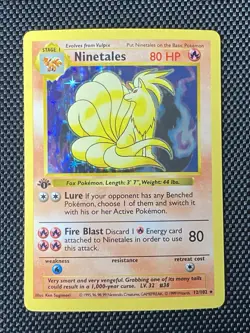 Ninetales 12/102 1st Edition Shadowless Holo Rare Base Set Pokemon Very Rare LP+ - Image 1