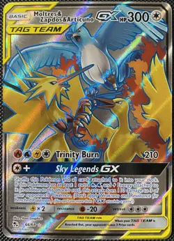 Moltres & Zapdos & Articuno GX (Full Art) 66/68 Hidden Fates Holo MINT Pokemon - Image 1