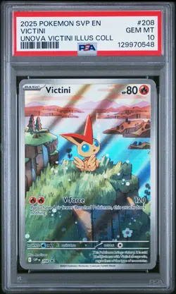 2025 Pokemon BSP Black Star Promo Victini #208 Unova Illustration Rare PSA 10 - Image 1