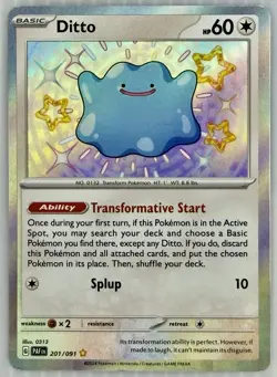 Pokemon TCG Ditto 201/091 - Paldean Fates Baby Shiny Holo Rare - NM - Image 1