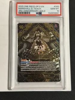 PSA 10 Teach OP09-093 Special Card Gold Parallel One Piece Card MANGA TCG CARD - Image 1