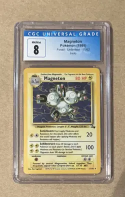 1999 Pokemon Magneton Fossil Unlimited Holo Card 11/62 CGC 8 - Image 1