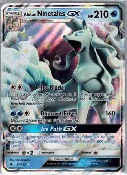 Alolan Ninetales GX 22/145 SM - Guardians Rising - Pokemon Card - NM - Image 1