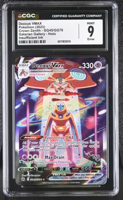ERROR CGC 9 Deoxys VMAX GG45/GG70 Crown Zenith Holo Pokmeon Card psa - Image 1