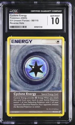 CGC 10 Cyclone Energy Unseen Forces 99/115 Reverse Holo STAMPED Pokemon Card - Image 1