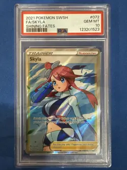 Pokemon TCG Skyla Trainer Full Art Ultra Rare Card Shining Fates #072/072 PSA 10 - Image 1