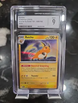 Pokemon TCG Raichu Holo Card 26/165 Pokemon CGC Mint 9 - Image 1
