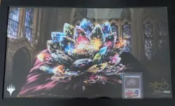 1x Framed Signed Jeweled Lotus Magic The Gathering Playmat And Signed Card - Image 1
