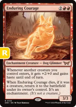 MTG Enduring Courage Duskmourn R Enchantment Creature Dog Glimmer NM - Image 1