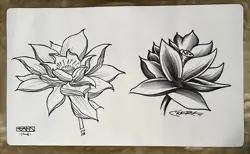 Hand Drawn Christopher Rush & Chris Rahn Double Black Lotus Playmat Artist Drawn - Image 1