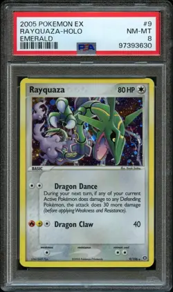 Pokemon EX Holo Rayquaza #9 | PSA 8 NM - Mint | Emerald 2005 - Image 1