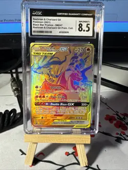 Reshiram & Charizard GX Tag Team CGC 8.5 SM247 Holo Black Star Promo Pokemon - Image 1