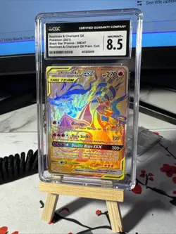 Reshiram & Charizard GX Tag Team CGC 8.5 SM247 Holo Black Star Promo Pokemon - Image 2