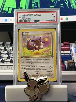 Pokemon TCG English Vintage Graded 1999 Jungle 1st Edition Eevee PSA 5 51/64 - Image 1