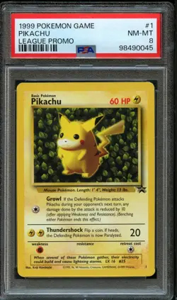 1999 POKEMON LEAGUE PROMO #1 PIKACHU PSA 8 NM - MINT - Image 1