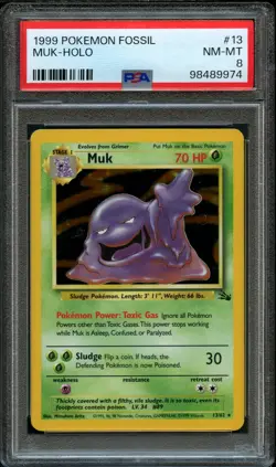 Pokemon Holo Muk 13/62 | PSA 8 NM - Mint | Fossil Unlimited 1999 - Image 1