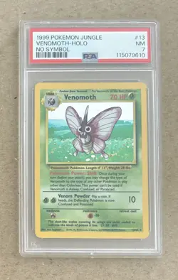 1999 Pokemon Jungle Venomoth Holo Error Card #13 PSA 7 - Image 1