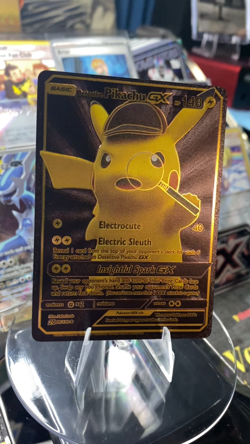 Detective Pikachu GX Black Foil Fan Art Vinyl Collector Pokemon Card - Image 2