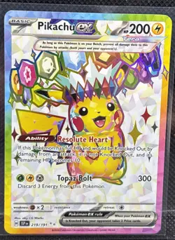 Pokemon TCG Surging Sparks Pikachu EX Ultra Rare Card 219/191 SV08 - Image 1