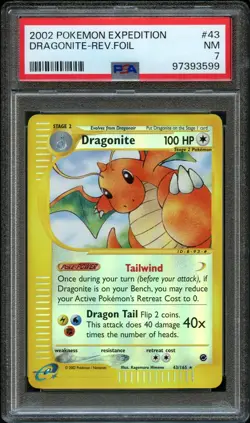 2002 Pokemon Expedition Dragonite Reverse Foil 43/165 PSA 7 Near Mint - Image 1