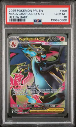 2025 POKEMON PFL EN-PHANTASMAL FLAMES ULTRA RARE #109 MEGA CHARIZARD X EX PSA 10 - Image 1