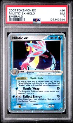 2005 POKEMON EX EMERALD 96 MILOTIC EX-HOLO PSA 7 - Image 1