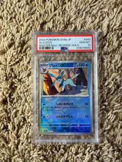 Pokemon TCG Glaceon Master Ball Reverse Holo Sv8a 040/187 PSA 10 Japanese - Image 1