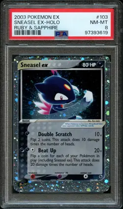2003 POKEMON EX RUBY & SAPPHIRE #103 SNEASEL EX-HOLO PSA 8 NM - MINT - Image 1