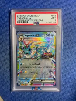 2025 POKEMON PRE EN-PRISMATIC EVOLUTIONS #023 VAPOREON EX PSA 9 - Image 1