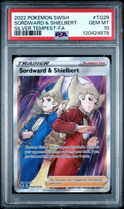 2022 POKEMON SWORD & SHIELD SILVER TEMPEST FULL ART/SORDWARD & SHIELBERT PSA 10 - Image 1