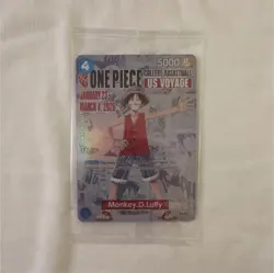 Bandai One Piece CCG Monkey.D.Luffy US Voyage Promo Holo Card P-000 - Image 1