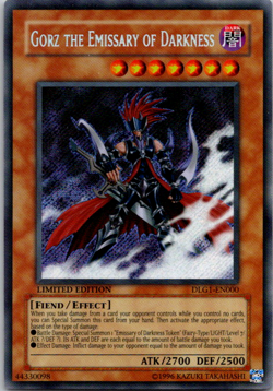 Yu-Gi-Oh! SECRET RARE HOLO CARD GORZ THE EMISSARY OF DARKNESS DLG1-EN000 LP - Image 1