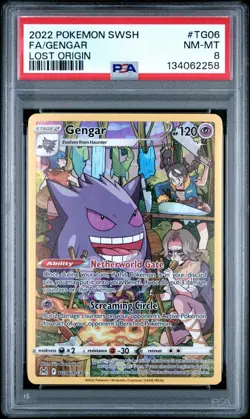 2022 Pokemon Lost Origin Gengar TG06/TG30 Trainer Gallery Full Art Holo PSA 8 - Image 1