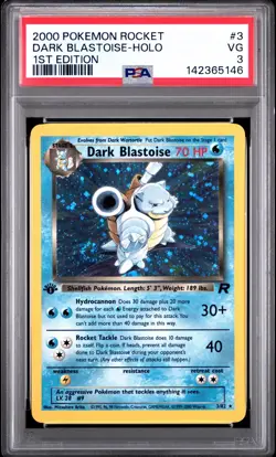 Pokemon Team Rocket Dark Blastoise Holo 1st Edition 3/82 PSA 3 VG with Swirl - Image 1