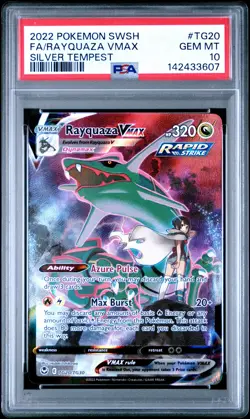 2022 POKEMON SWORD & SHIELD SILVER TEMPEST #TG20 FULL ART/RAYQUAZA VMAX PSA 10 - Image 1