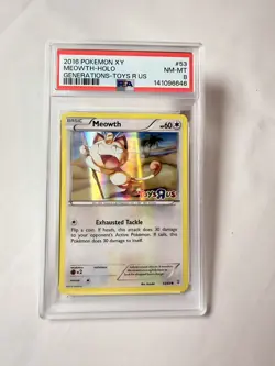 2016 POKEMON XY GENERATIONS TOYS R US #53 MEOWTH-HOLO PSA 8 - Image 1